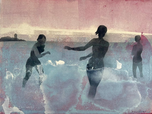 Nesterova & Tchepets, Badende, 30 x 40cm, Mischtechnik