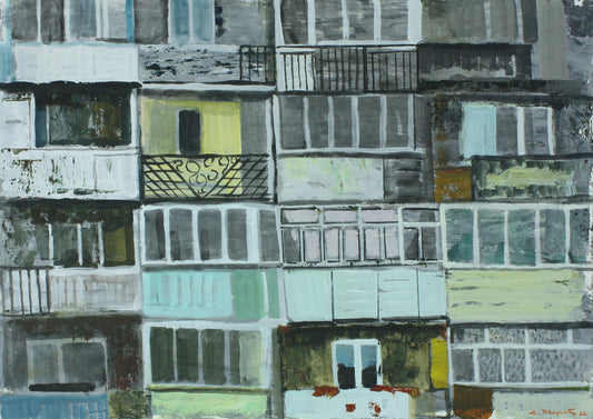 Tchepets, Anja, Balkone, 42 x 60cm, Mischtechnik auf Papier