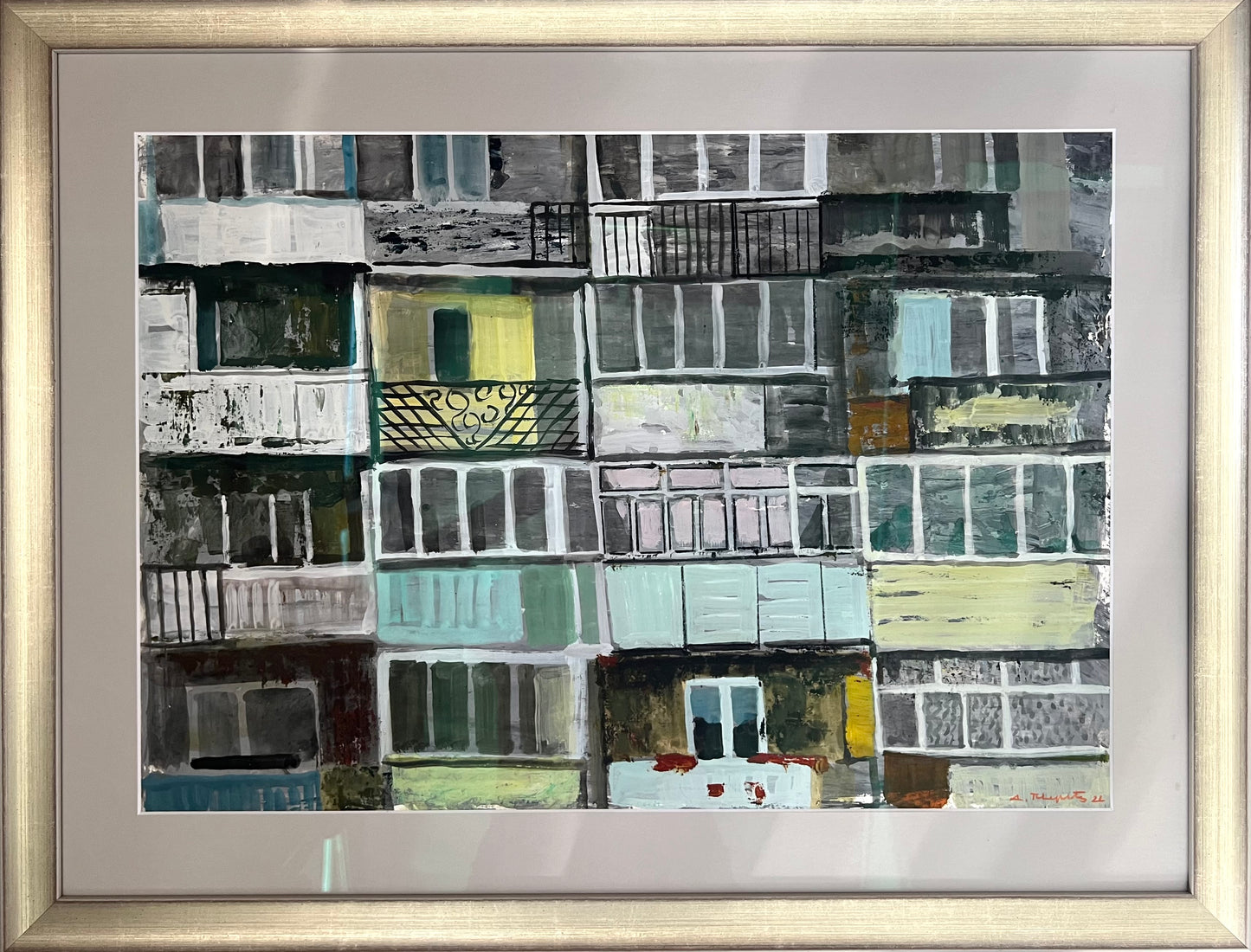 Tchepets, Anja, Balkone, 42 x 60cm, Mischtechnik auf Papier