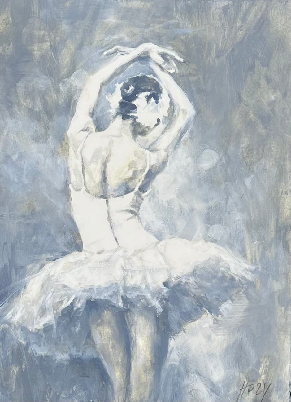 Petermann, Hanna, Ballerina Rückenansicht, 26 x 20cm, Öl auf Papier, 2024