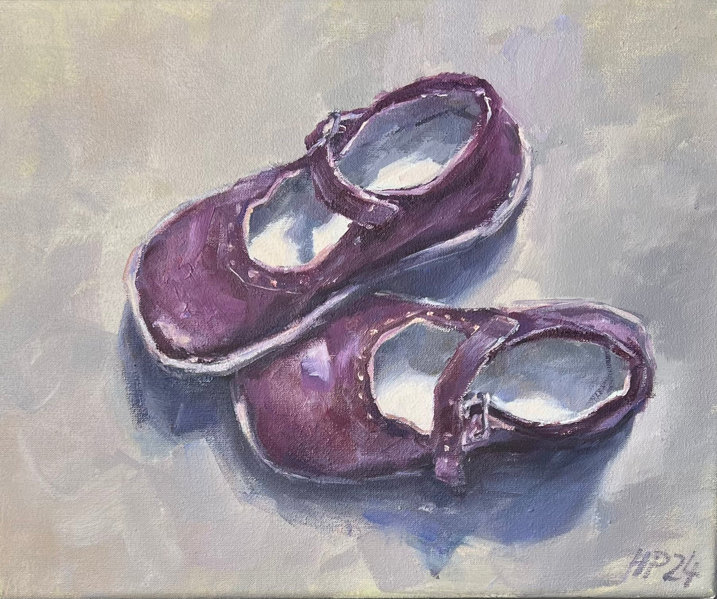 Petermann, Hanna, Ballerinas I, dunkelrot, 24 x 30cm, Studie, Ölgemälde, 2025