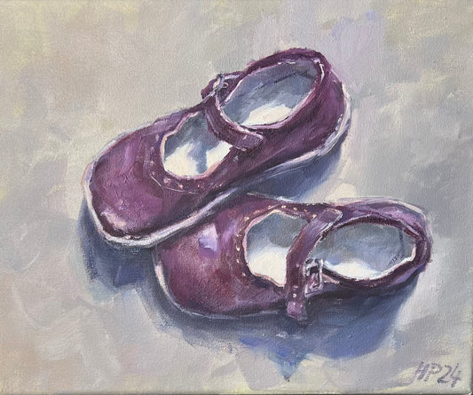 Petermann, Hanna, Ballerinas I, dunkelrot, 24 x 30cm, Studie, Ölgemälde, 2025