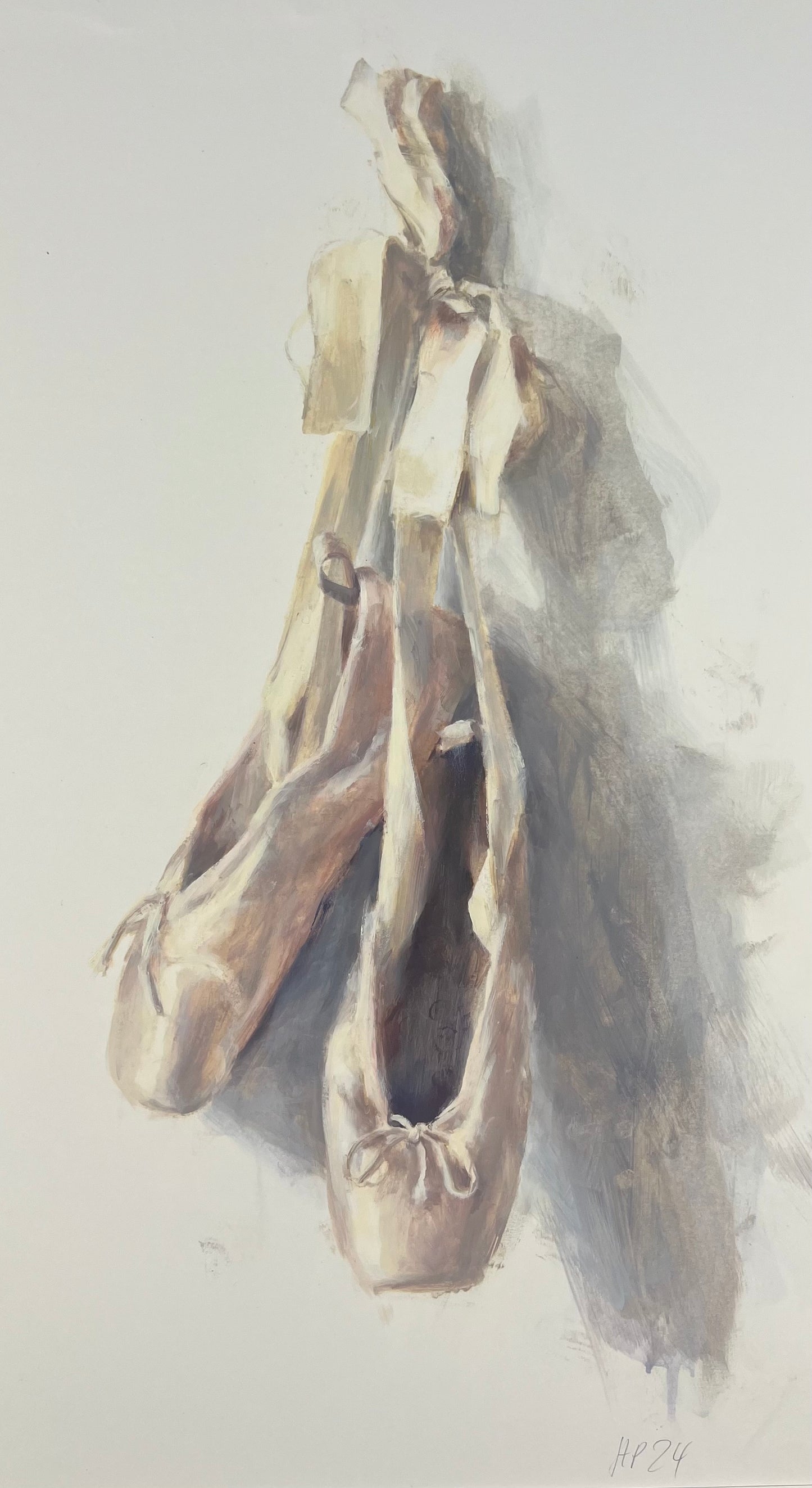 Petermann, Hanna, Ballettschuhe II, 46 x 26cm, Studie, Öl auf Papier, 2024