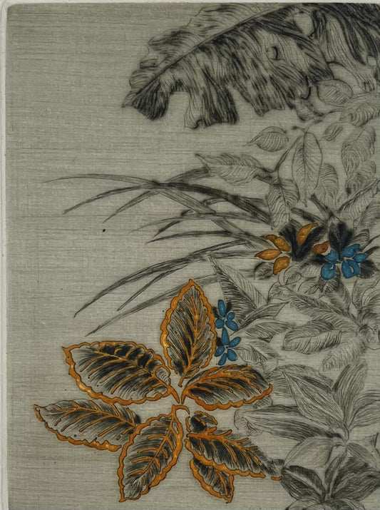 Ballif, Yannick, Blüten Orange, 25,5 x 19cm, Radierung, 1983