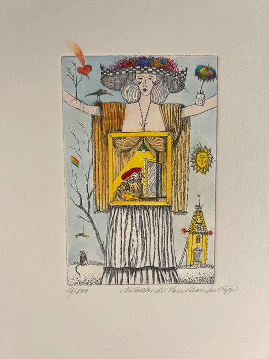 Leutheuser, Walter W., Bauchatelier, 15 x 10cm, 16/100, Radierung, 1984