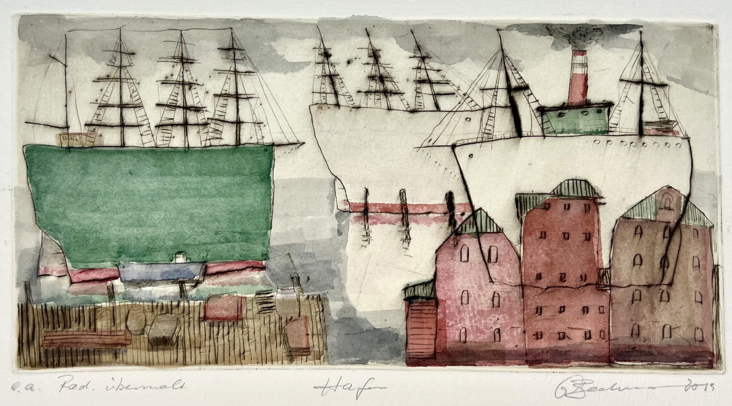 Beckmann, Otto, Hafen, 39 x 34cm, Radierung, 2015