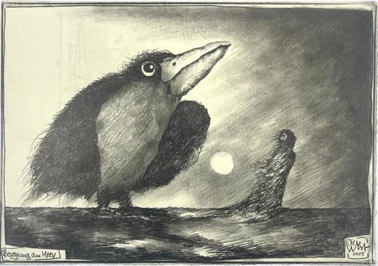 West, Ole, Begegnung am Meer, 21 x 30cm, Zeichnung, 2025