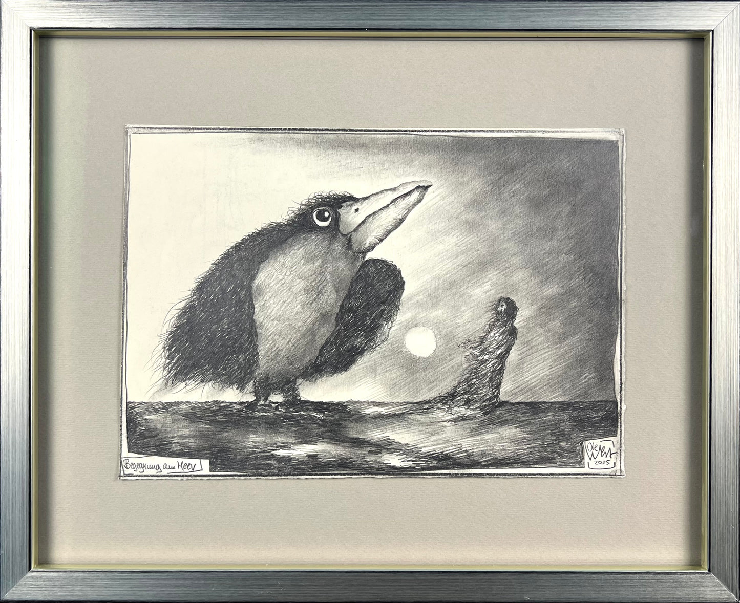 West, Ole, Begegnung am Meer, 21 x 30cm, Zeichnung, 2025