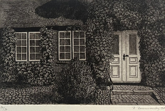 Nommensen, Niko, Beranktes Friesenhaus, 15,0 x 23,5cm, 30/70, Radierung