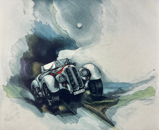 Bianga, Carl, BMW328 und Küste,28 x 34,5cm, Radierung, 22/75, 1991