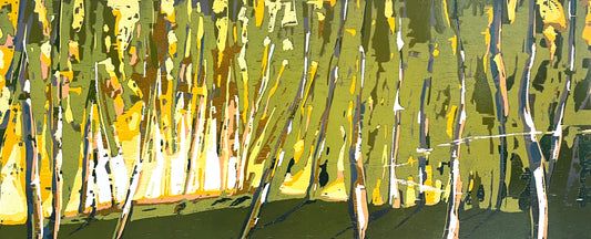 Nesterova, Anastasiya, Birkenwald, 27 x 67cm, 2/5, Holzschnitt
