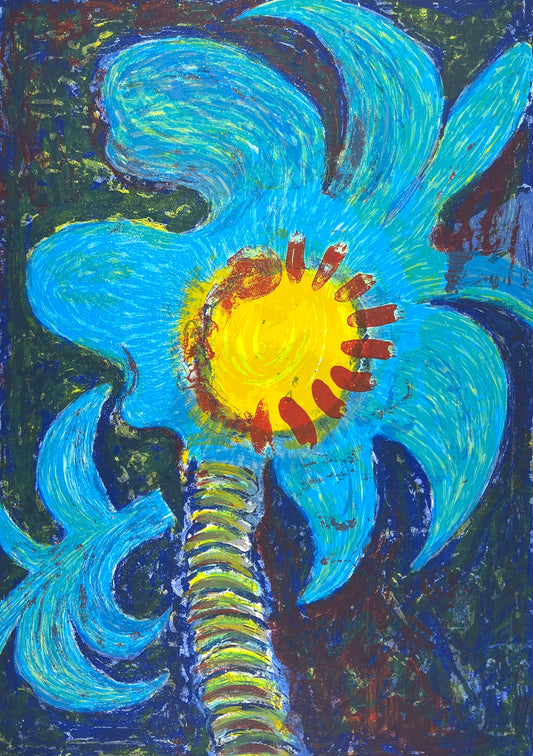 Heindorff, Michael, Blaue Blüte, 67 x 47cm, 14/30, Siebdruck