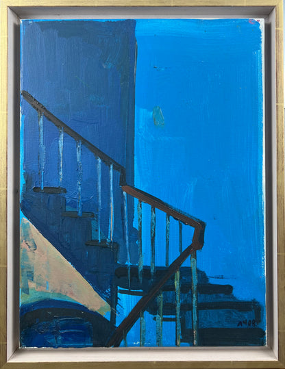 Tchepets, Anja, Blaue Treppe, 30 x 40cm, Öl auf Leinwand