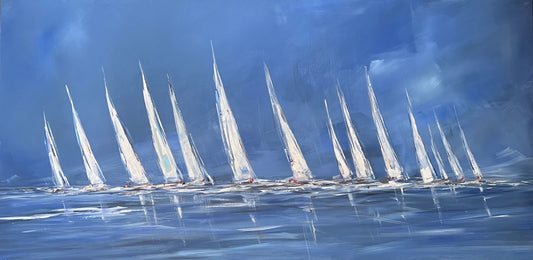 Ramm, Ines, Blue Sailing, 80 x 160cm, Acryl auf Leinwand