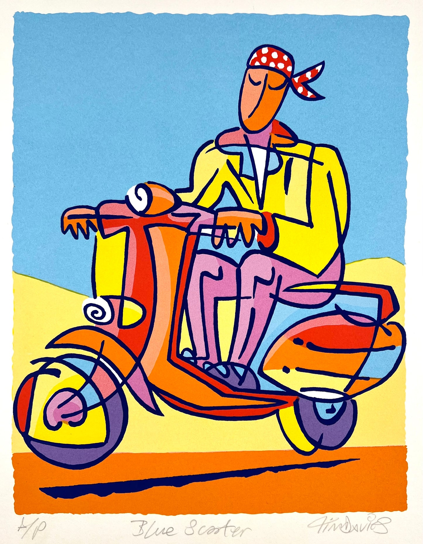 Davis, Tim, Blue Scooter, 28 x 22, AP Siebdruck