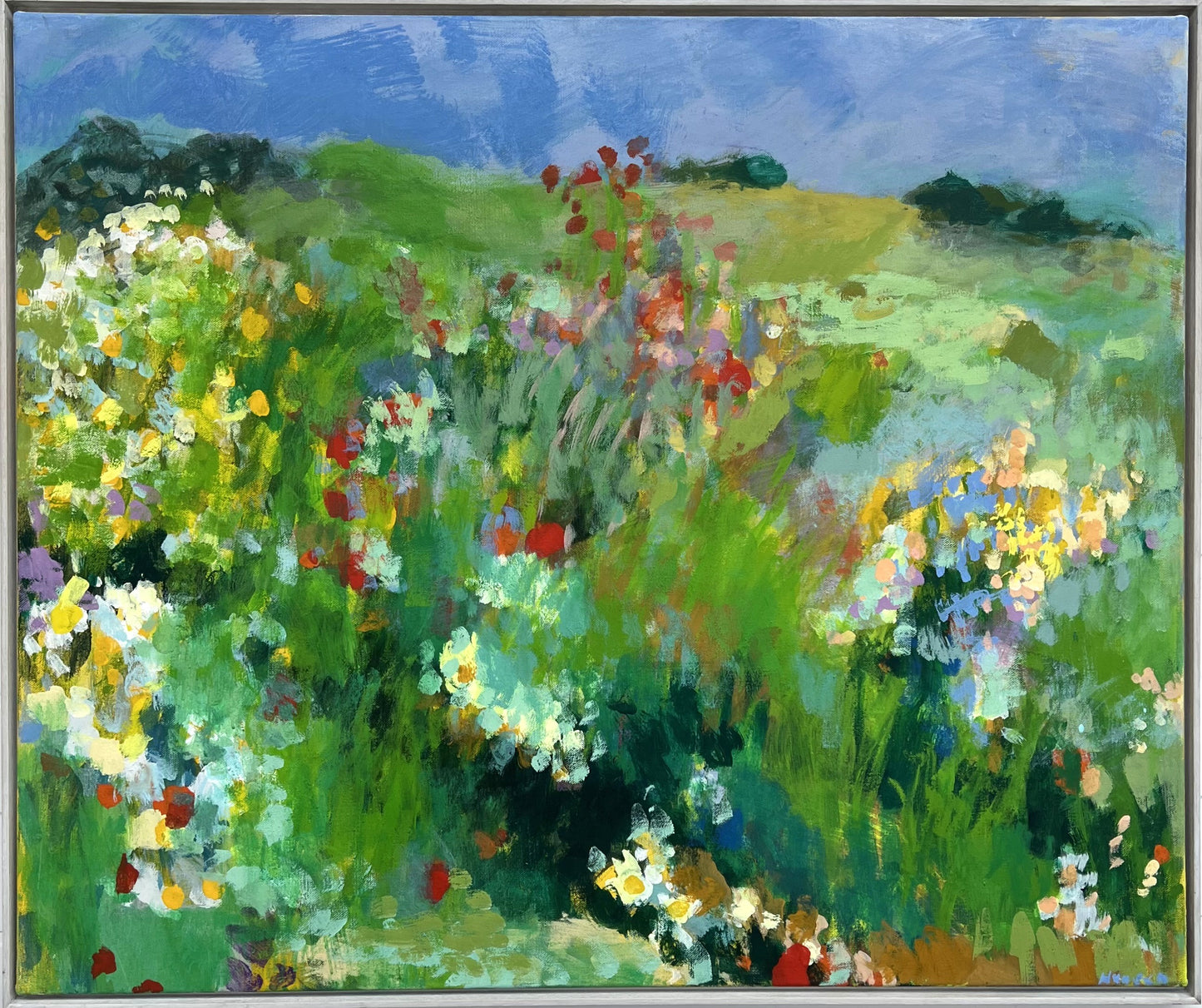 Hansen, Ulrike, Blumenwiese, 100 x 120cm, Eitempera auf Leinwand, 2024