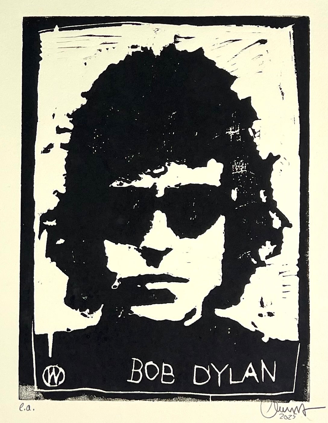 West, Ole, Bob Dylan, 30x22,5, (e.a.), Holzschnitt 2025