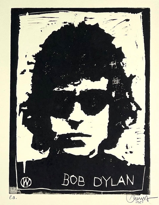 West, Ole, Bob Dylan, 30x22,5, (e.a.), Holzschnitt 2025