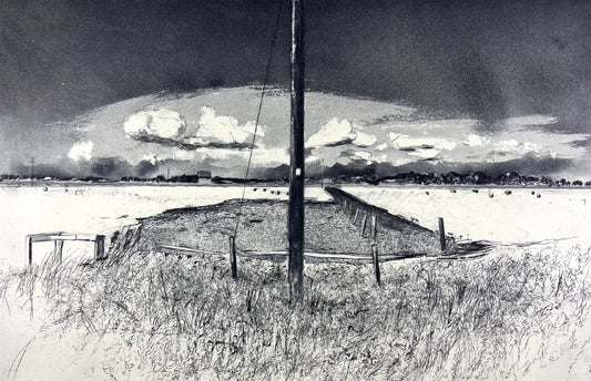 Werkmeister, Wolfgang, Bohmst.Marsch, Westküstenzyklus I, 37,8 x 57,5cm, Radierung