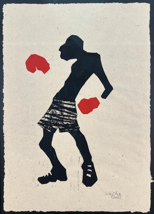 Weiss, Karina, Boxer, 75 x 52,5cm, Holzschnitt