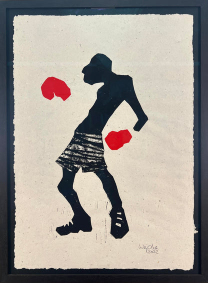Weiss, Karina, Boxer, 75 x 52,5cm, Holzschnitt