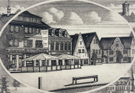 Froese, Peter, Bredstedt Markt, 15 x 19cm, 114/150, Kupferstich