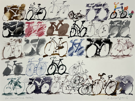 Büschgens, Klaus, Bei Nacht und Nebel - Fahrräder, 50 x 60cm, Aquarell