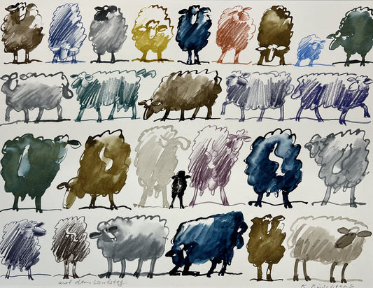 Büschgens, Klaus, Auf dem Laufsteg - Schafe, 50 x 60cm, Aquarell