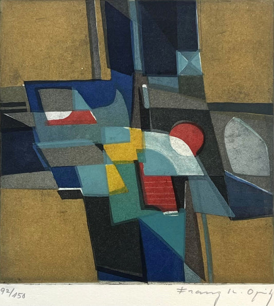 Opitz, Franz Karl, Buntes Kreuz, 19,5 x 19cm, 92/150, Farbaquatintaradierung