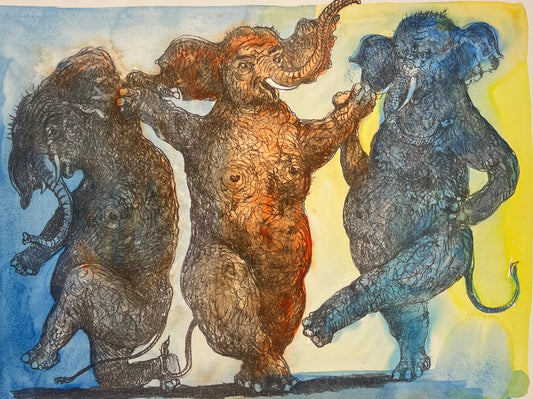 Leiß, Hans-Ruprecht, Cancan der Elefanten, 44,5 x 58,5cm, Lithografie