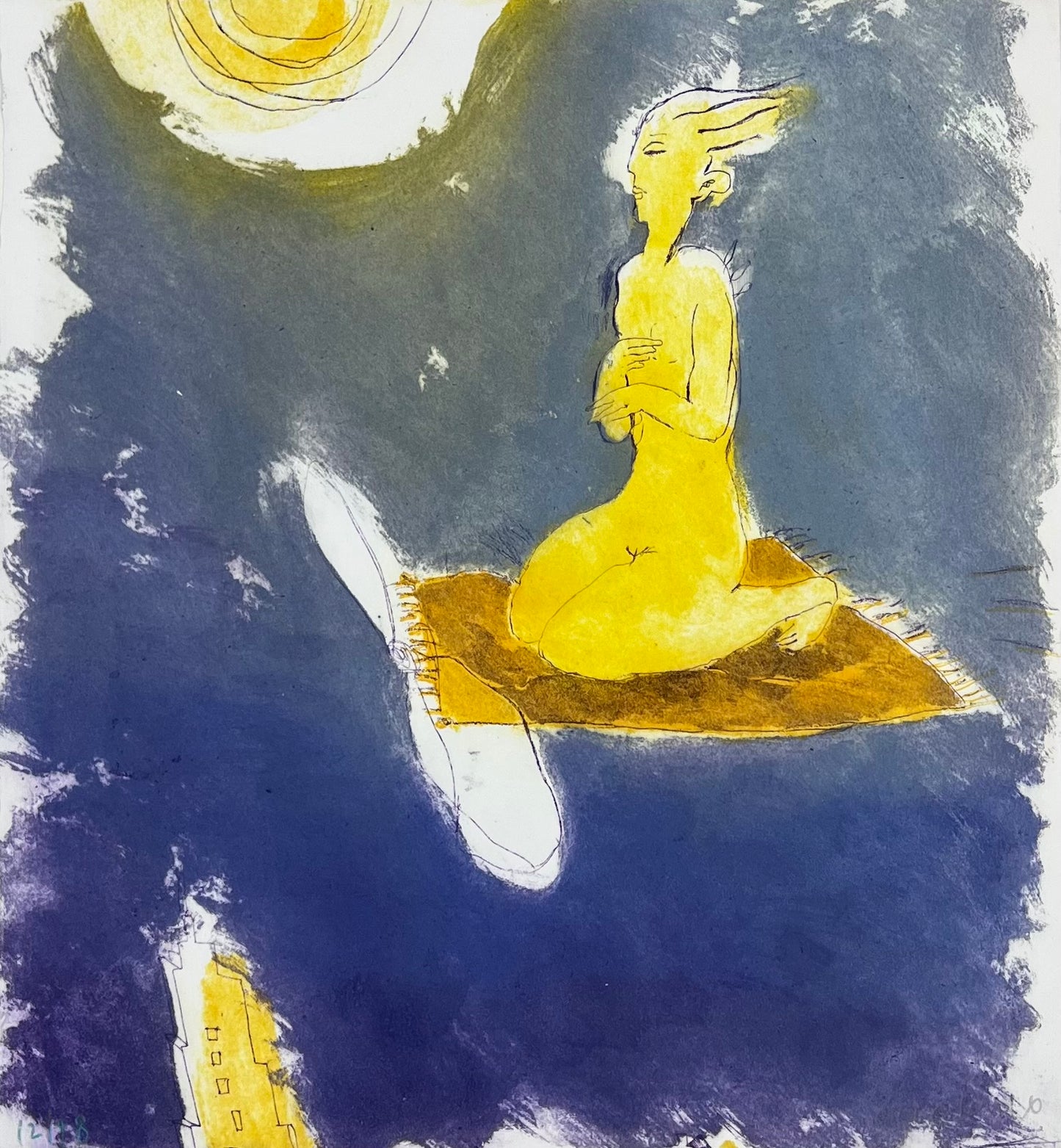 Caymax, Kathrin, Fliegender Teppich, 30,7 x 28,5cm, Lithografie