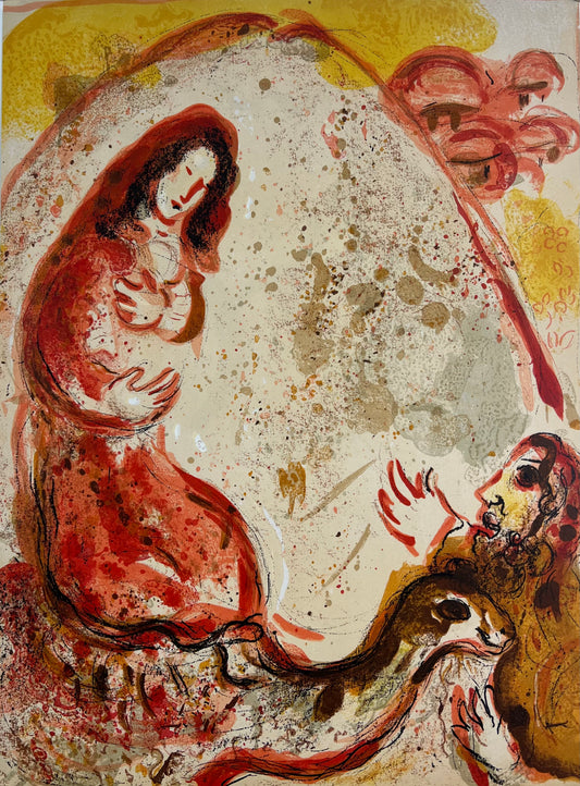 Chagall, Marc, Rahel entwendet die Götzenbilder ihres Vaters, 36,5 x 25,5cm, Lithografie, 1960