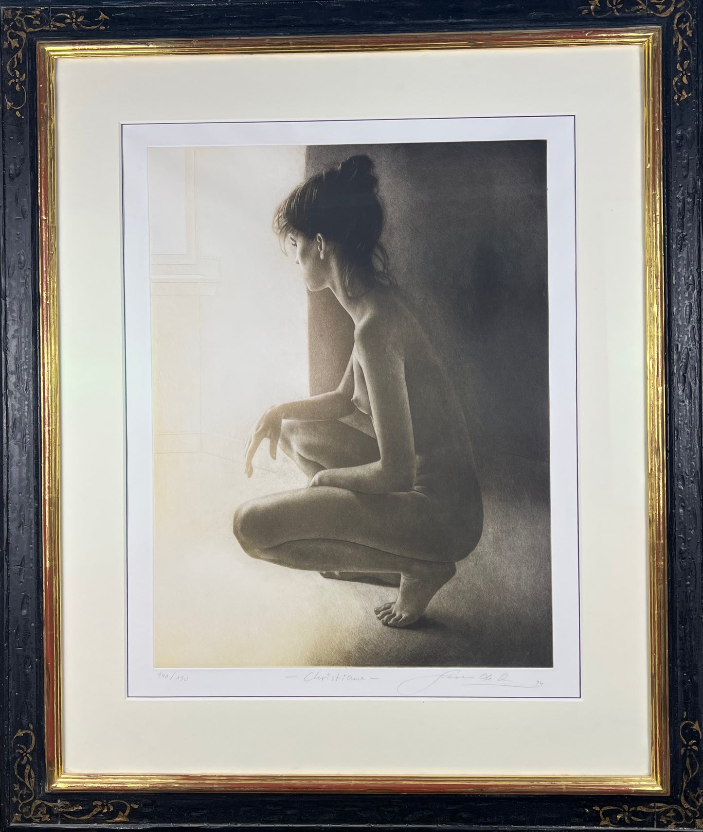 Handel, Peter, Christiane hockend, 78,5 x 57cm, Radierung