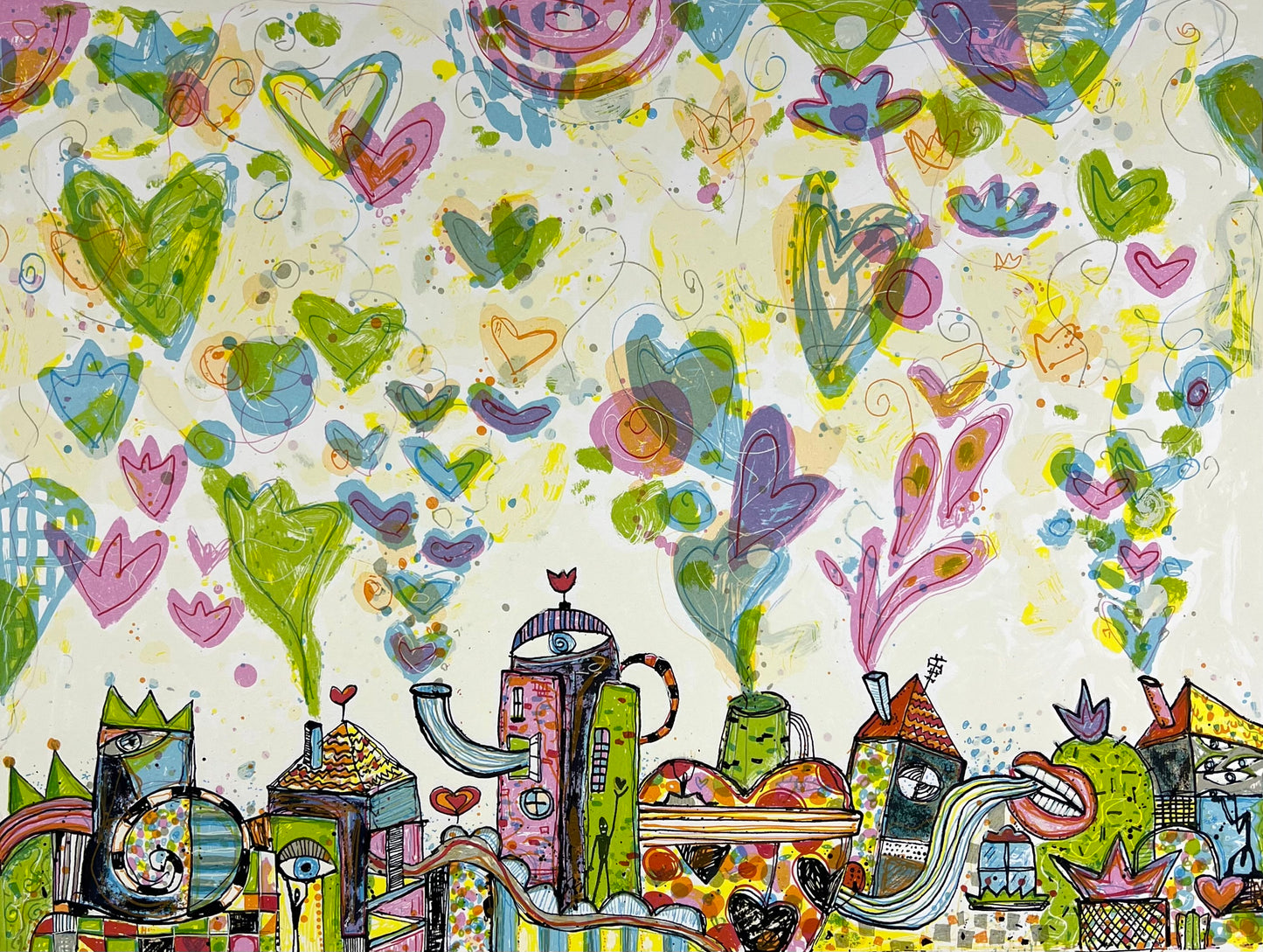 Grimm, Max, City of Love, 55 x 60cm, Siebdruck