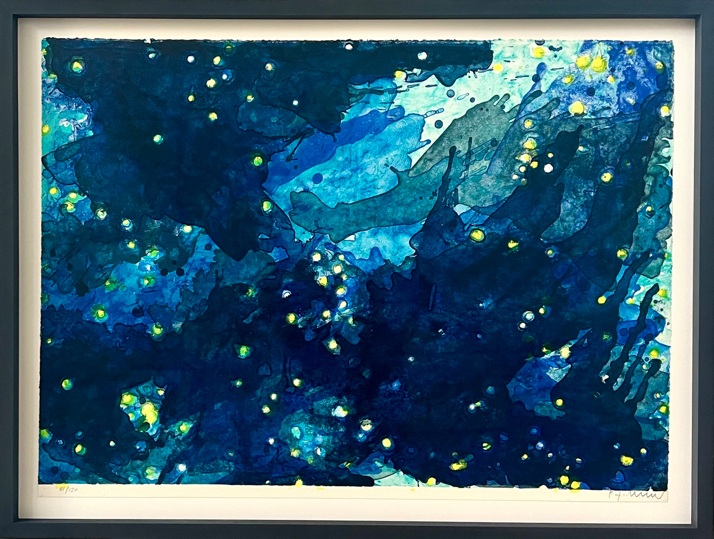 Zimmer, Bernd, Cosmos, blau, 53,5 x 76,5, 81/120, Farblithografie