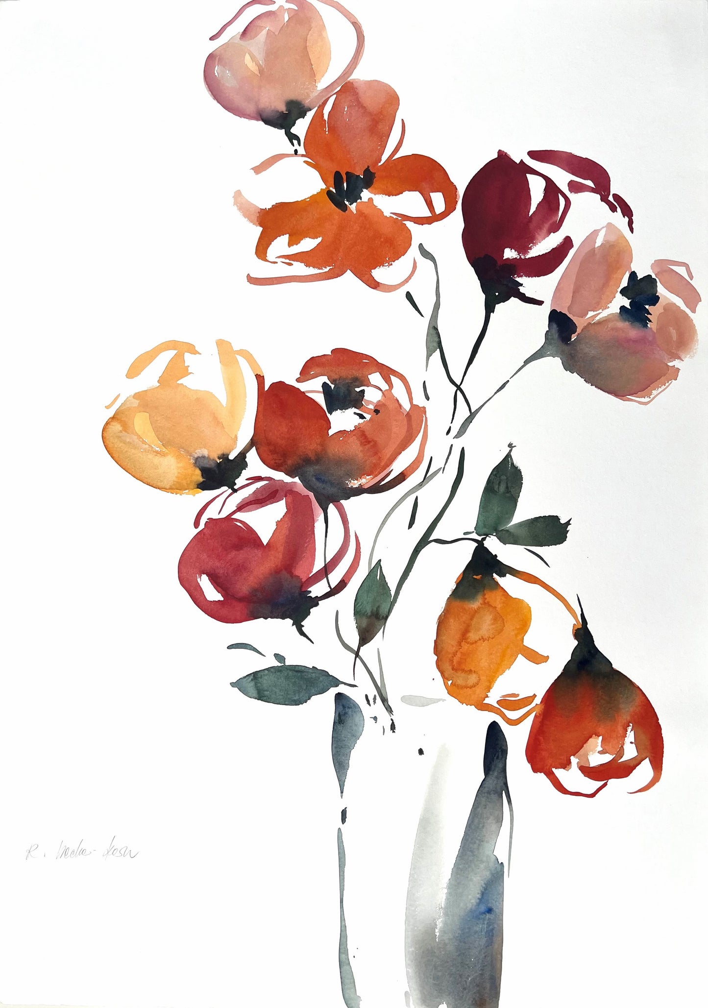 Decker-Kern, Gabriele, Blüten, 75 x 53cm,  Aquarell