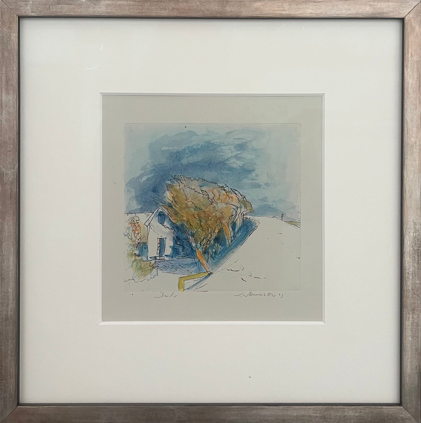 Werkmeister, Wolfgang, Deich , 13,5 x 14,5, aquarellierte Radierung
