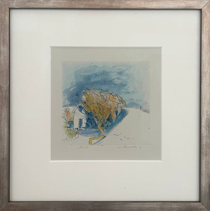 Werkmeister, Wolfgang, Deich , 13,5 x 14,5, aquarellierte Radierung