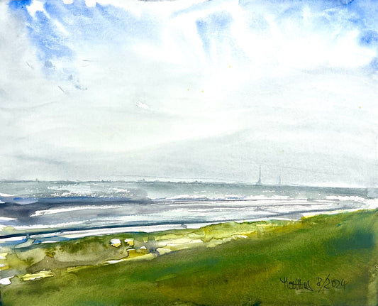 Teuscher, Matthis, Deichstrand, 2024, 24 x 30cm, Aquarell