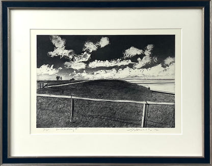Werkmeister, Wolfgang, Deichwanderung III, 38,7 x 57,5cm, 4/85, Westküstenzyklus I, Radierung, 1997 (Kopie)