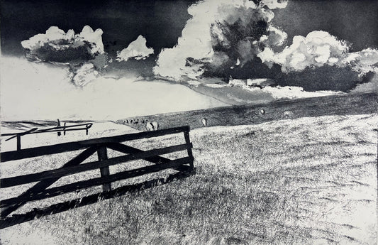 Werkmeister, Wolfgang, Deichwanderung IX, 3/85, 60 x 8cm, Radierung, 2001