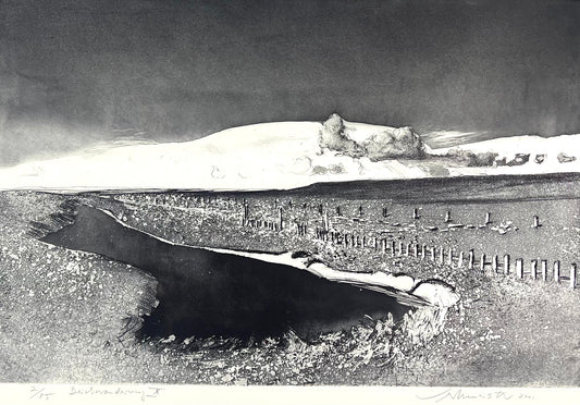 Werkmeister, Wolfgang, Deichwanderung X, 37,8 x 57,5cm, Westküstenzyklus I, Radierung