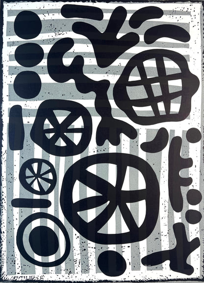 Nebel, Otto, Dekonstruktion, 56 x 40,5cm, 63/70, Linolschnitt, 1964