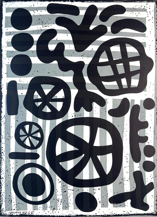 Nebel, Otto, Dekonstruktion, 56 x 40,5cm, 63/70, Linolschnitt, 1964