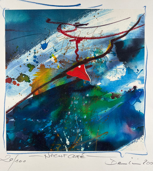 Dembinski, Edmond, Nachtcafé, 50,2 x 49,8cm, 20/100, Lithografie