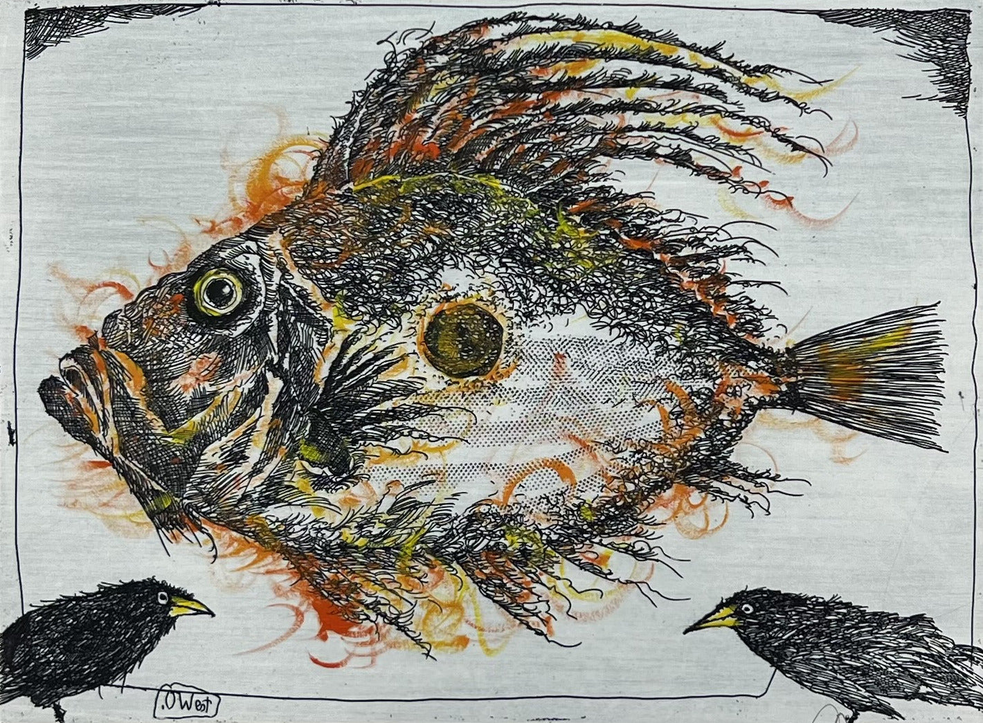 West, Ole, Der Fussel, 15 x 20cm, Radierung
