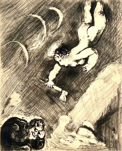 Chagall, Marc, Le bûcheron et mercure (Der Holzfäller und Merkur), 29,5 x 23,5cm, Radierung, 1952