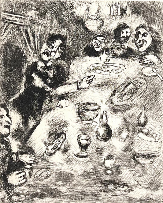 Chagall, Marc, Le rieur et les poissons (Der Lacher und die Fische), 29,5 x 23,5cm, Radierung, 1952