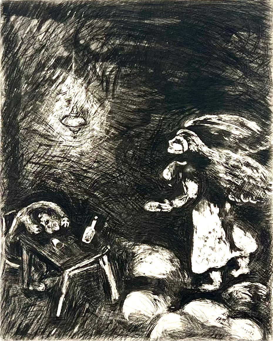 Chagall, Marc, L´ivrogne et sa femme (Der Trunkenbold und seine Frau), 29,5 x 23,5cm, Radierung, 1952