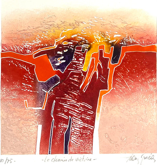 Méan, Francis, Der Weg des Sieges, 22 x 22cm, Blatt 4, 10/75, Farbradierung